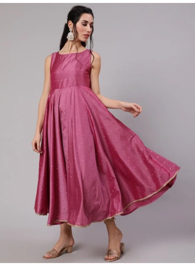 AKS Pink Dobby Woven Design Anarkali