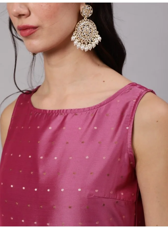 AKS Pink Dobby Woven Design Anarkali