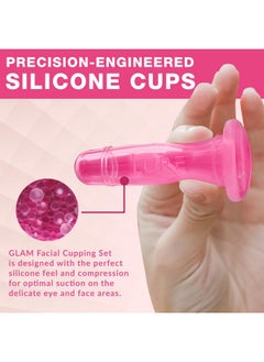 Lure Essentials Glam Facial Face Cupping Set - Cupping Therapy Sets Massage Kit with Silicone Cleansing Brush for Instantly Ageless Skin, Works for Fine Lines & Wrinkles, Improves Collagen (Glam - Pink)  - Image 2