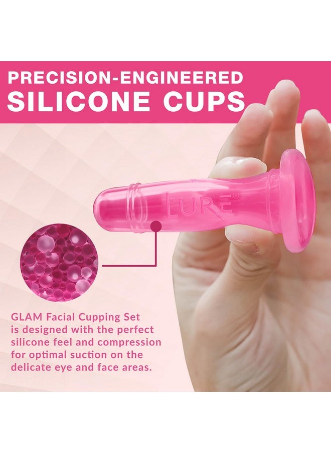 Lure Essentials Glam Facial Face Cupping Set - Cupping Therapy Sets Massage Kit with Silicone Cleansing Brush for Instantly Ageless Skin, Works for Fine Lines & Wrinkles, Improves Collagen (Glam - Pink)  - Image 2