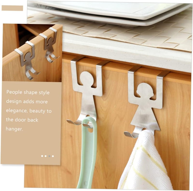 Garneck 4Pcs Heavy Duty Over The Door Hooks Stainless Steel Coat Hanger Organizer No Drill Cabinet Door Hook Rack for Bags Towels Clothes for Bedrooms and Bathrooms - Image 4