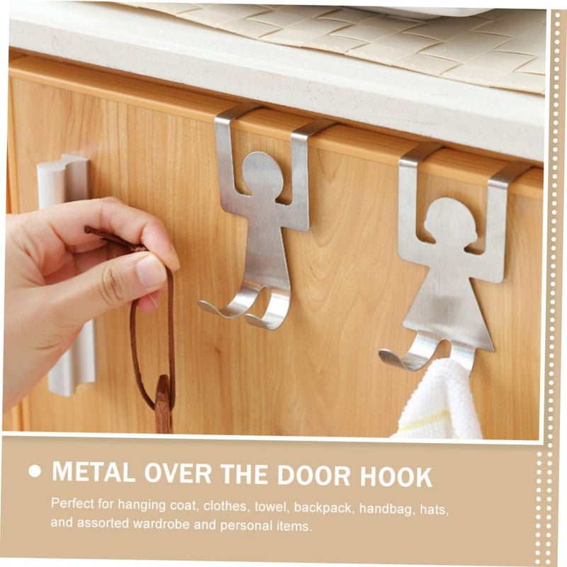 Garneck 4Pcs Heavy Duty Over The Door Hooks Stainless Steel Coat Hanger Organizer No Drill Cabinet Door Hook Rack for Bags Towels Clothes for Bedrooms and Bathrooms - Image 3