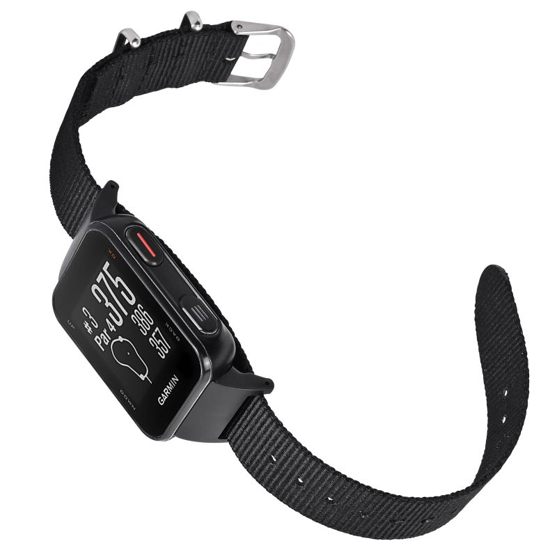 C2D JOY One Sheet Nylon Strap Compatible with Garmin Approach s10 Replacement Golf WatchBand (Black) - Image 1
