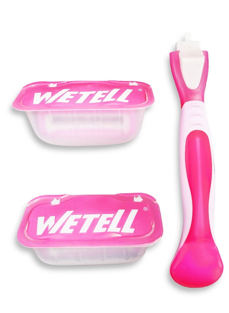 WETELL Comfortglide Spa Breeze 3-blade women's razor, smooth and safe design for sensitive skin, sharp blades and moisturizing foam with plant oil extract for ultra smoothness, with two interchangeable heads and a comfortable handle for easy use, ideal for shaving the body and legs, the movable head does not cause cuts with ease of movement on the body's curves  - Image 2