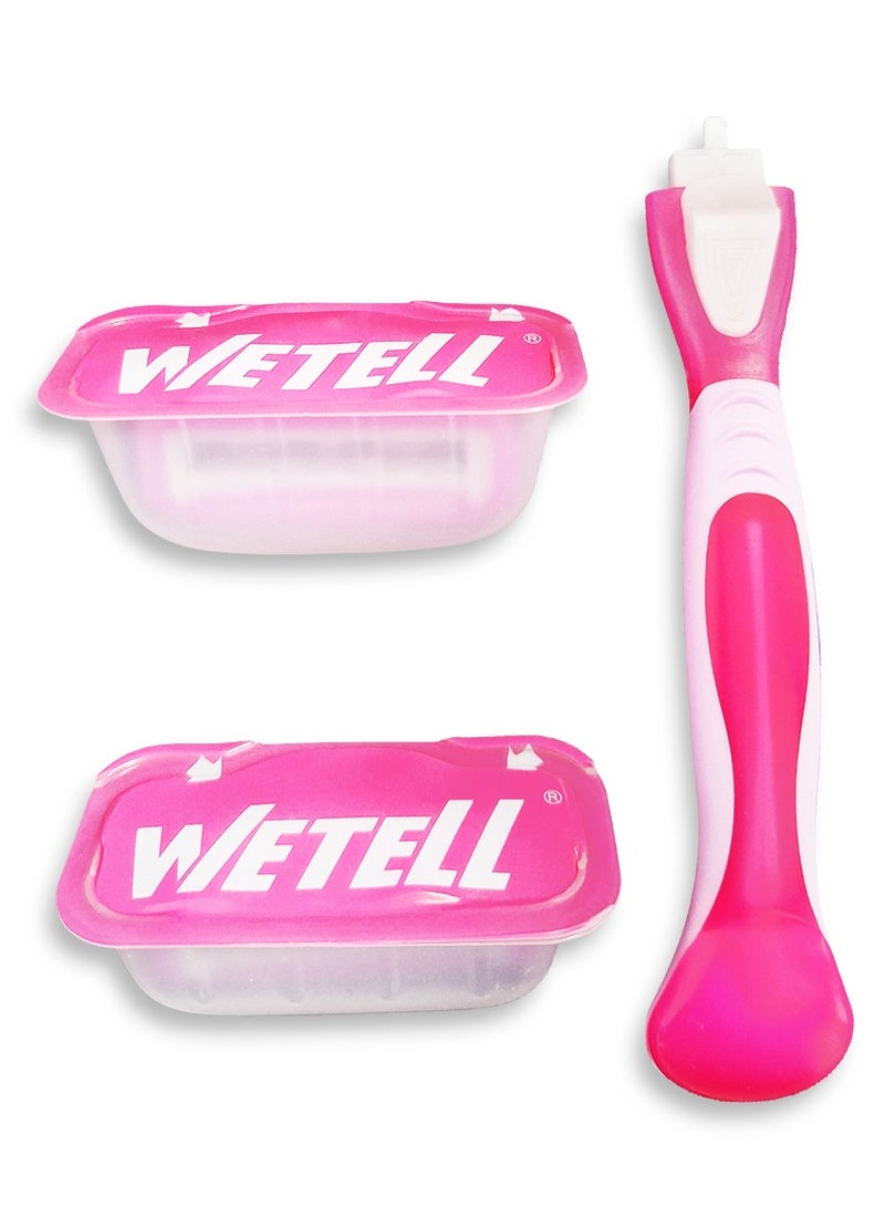 WETELL Comfortglide Spa Breeze 3-blade women's razor, smooth and safe design for sensitive skin, sharp blades and moisturizing foam with plant oil extract for ultra smoothness, with two interchangeable heads and a comfortable handle for easy use, ideal for shaving the body and legs, the movable head does not cause cuts with ease of movement on the body's curves  - Image 3