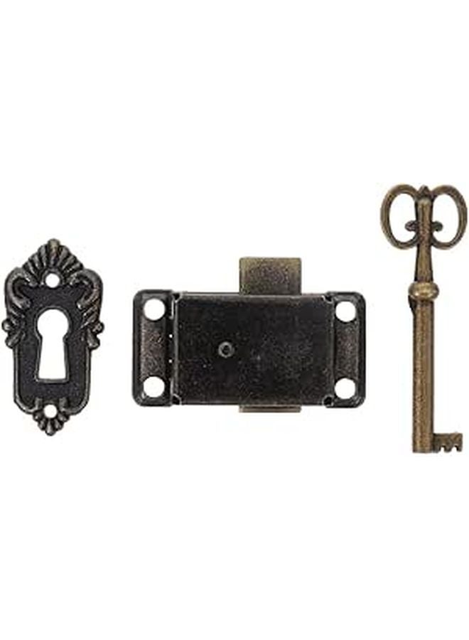 Antique Furniture Lock Set 54x28mm Flush Mount for Jewelry Box Drawers Cabinets - Image 1