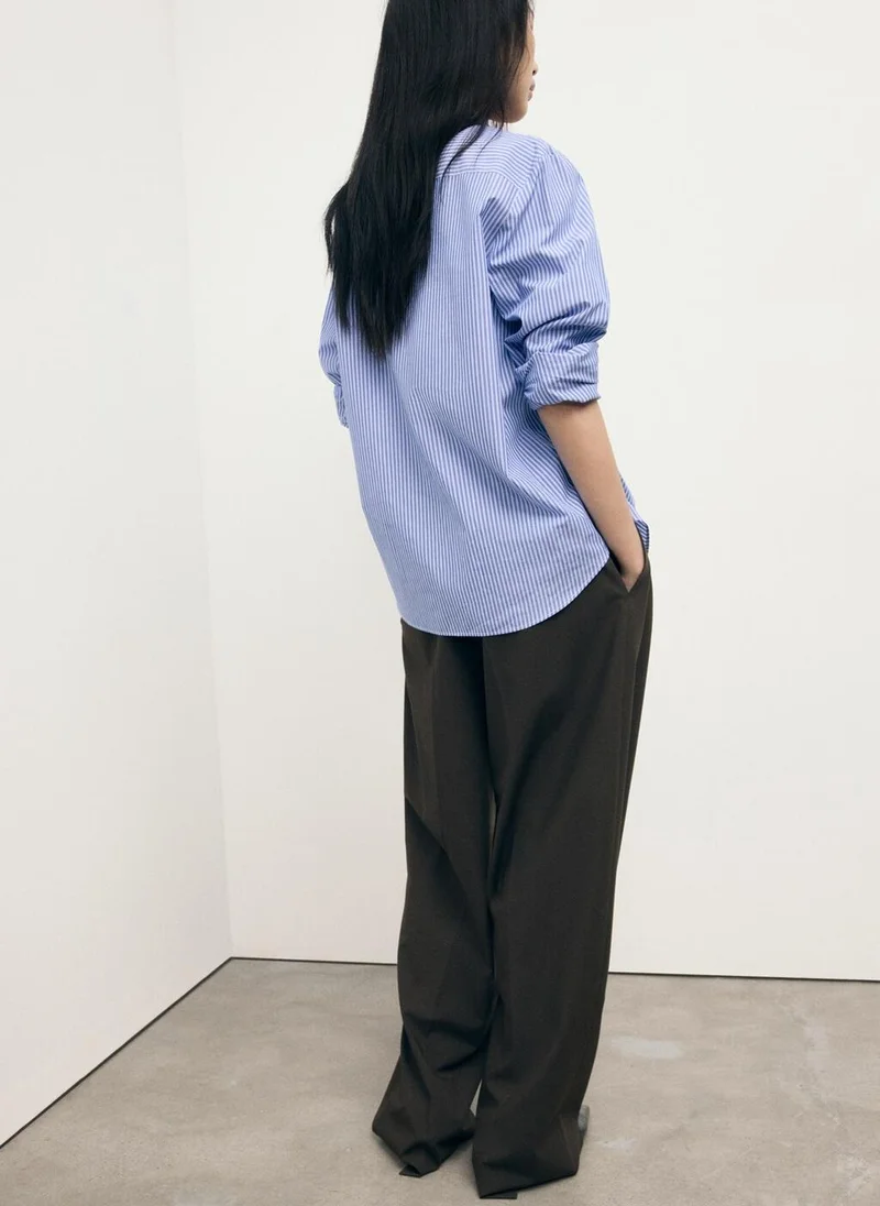 مانجو Cotton and lyocell blend straight shirt