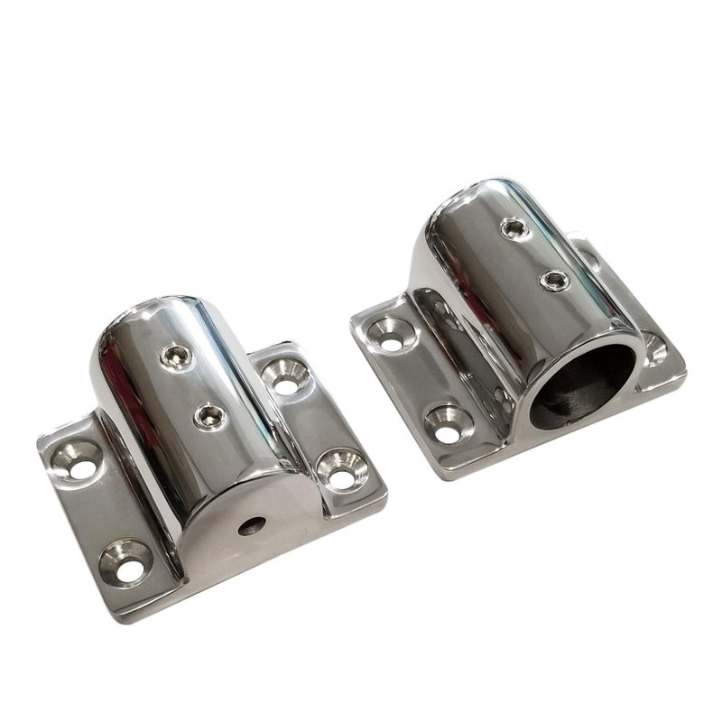 keehui Pair of 316SS Marine Grade Casting Boat Yacht Hand Rail Fitting 90 Degree Rectangle Stanchion Base Mount Hardware for 1 25mm Tube
