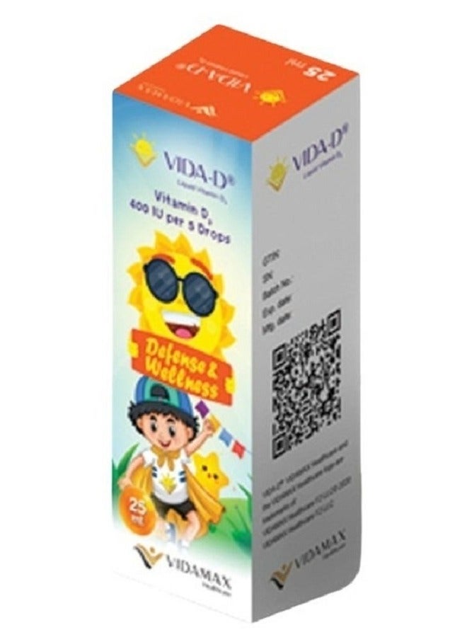 Vida D Drops 25ml | Vitamin D3 Oral Drops | Daily Vitamin D Supplement | Bone Health & Immune Support Formula