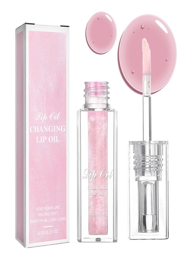 Tiejdhr Magic Color Changing Lip Oil, Warm Change Lip Gloss, Nourishing Lip Glow Oil Upgraded Big Brush Head Moisturizing Lip Oil Long Lasting & Non-Sticky Primer Lip Tint (Pink) - Image 1
