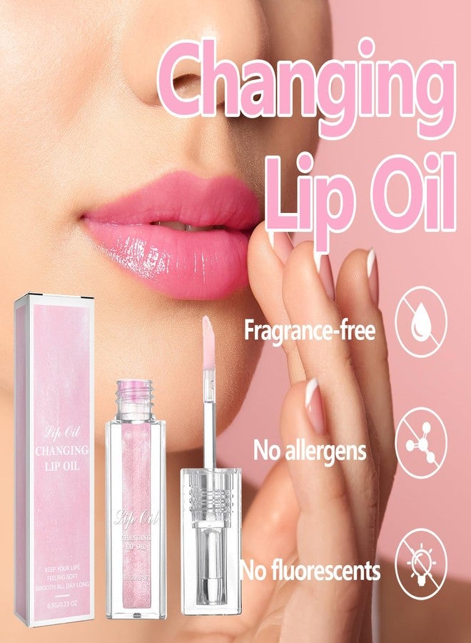 Tiejdhr Magic Color Changing Lip Oil, Warm Change Lip Gloss, Nourishing Lip Glow Oil Upgraded Big Brush Head Moisturizing Lip Oil Long Lasting & Non-Sticky Primer Lip Tint (Pink) - Image 3