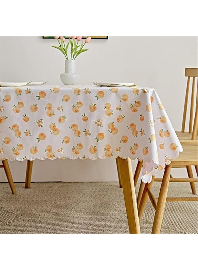 Arabest Waterproof PVC Tablecloth, Peach Rectangular Plastic Oilcloth, Stain-Resistant & Easy Care for Dining Room, Parties Garden & Picnic Use (140x180cm) - Image 1