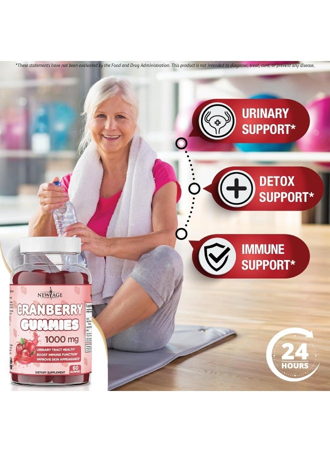 NEW AGE Cranberry Gummies Urinary Tract Health Gummies 1000mg - Supports Bladder, Kidney, UTI - Vegetarian, 2 Pack -120 Count - pzsku/Z6B38D500AB2E56AAC56CZ/45/_/1740377360/631219de-9aa1-4ee2-9bda-7b4700c3b823