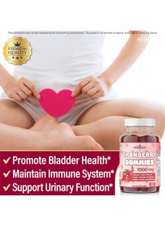 New Age NEW AGE Cranberry Gummies Urinary Tract Health Gummies 1000mg - Supports Bladder, Kidney, UTI - Vegetarian, 2 Pack -120 Count  - Image 4