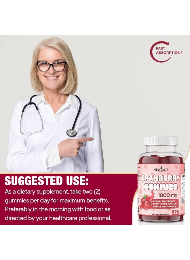 NEW AGE Cranberry Gummies Urinary Tract Health Gummies 1000mg - Supports Bladder, Kidney, UTI - Vegetarian, 2 Pack -120 Count - pzsku/Z6B38D500AB2E56AAC56CZ/45/_/1740377364/12f43b6c-91c8-4571-8dc5-d0cf0aa1f61a