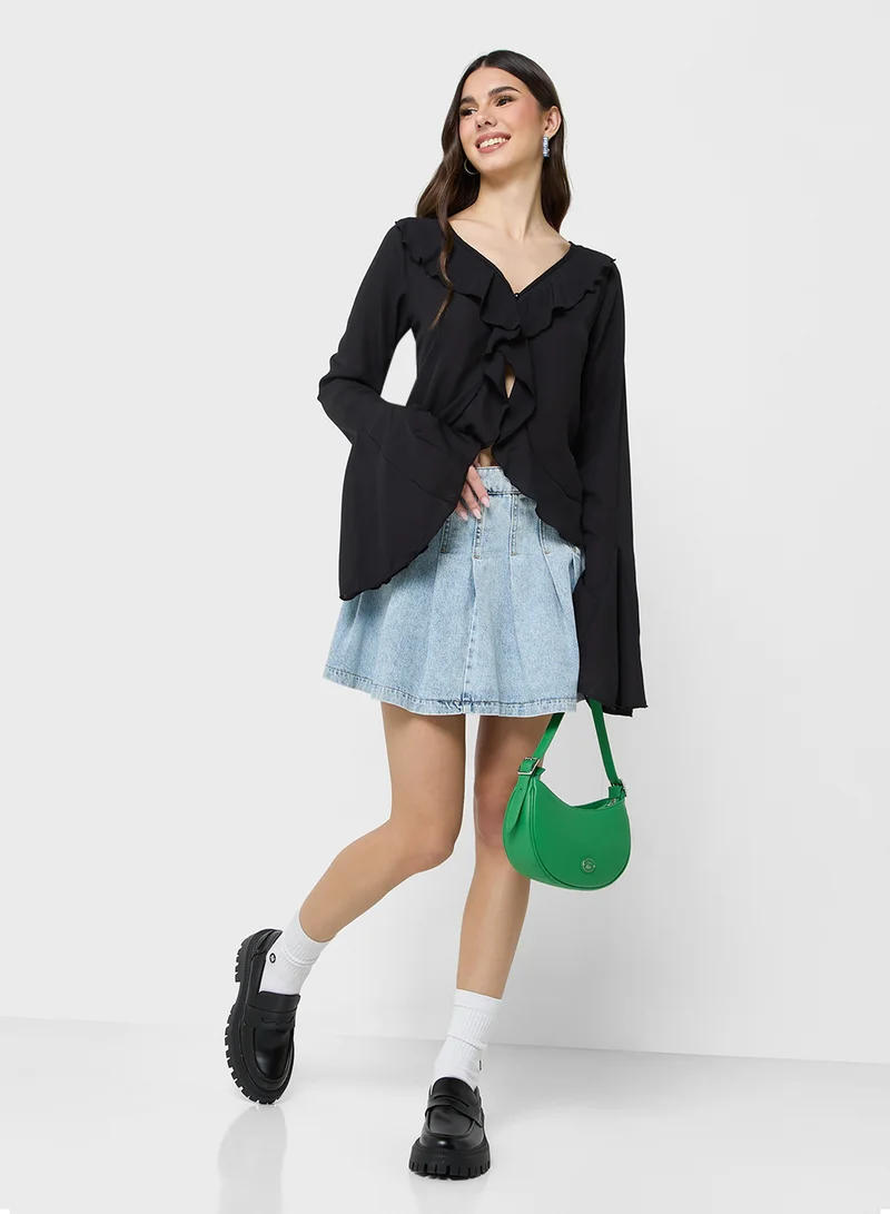 Ginger Ruffle Detail Bell Sleeves Blouse