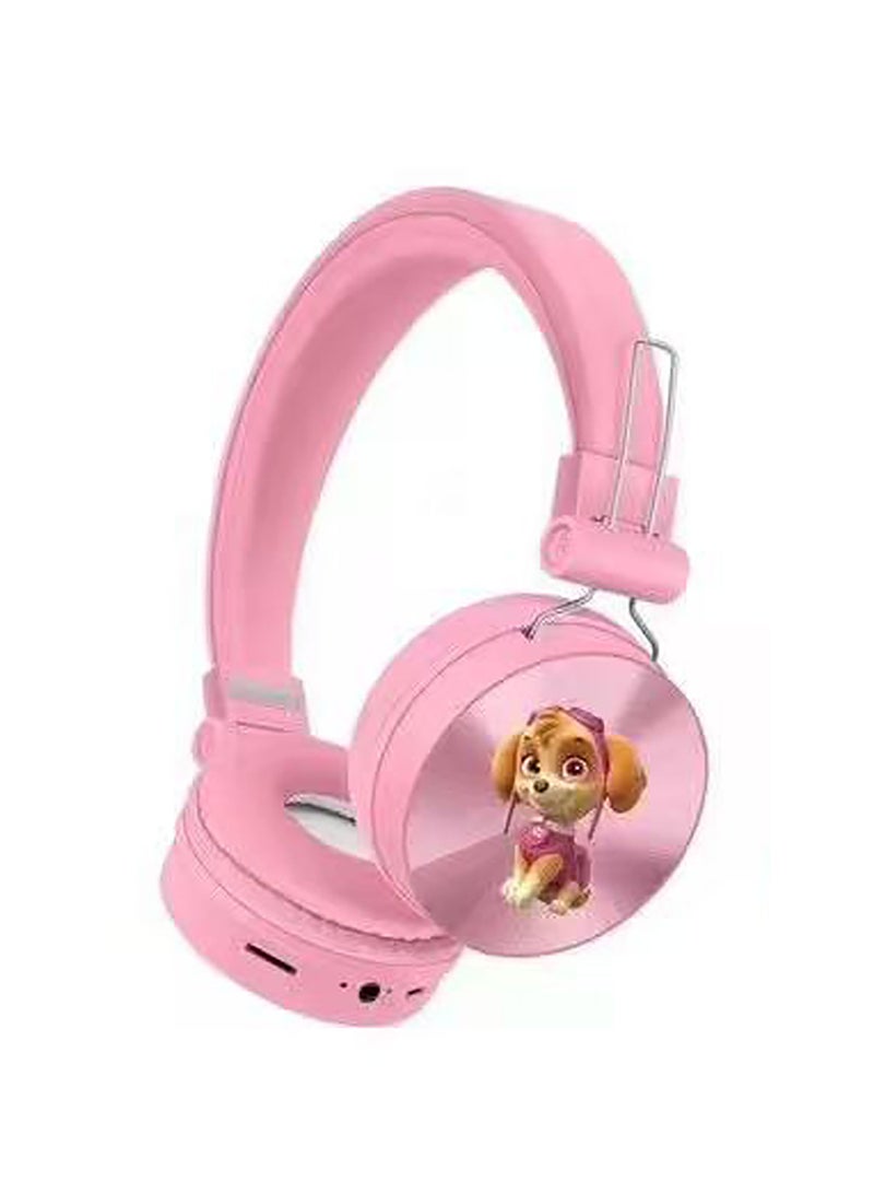 سماعات رأس لاسلكية للأطفال بنمط دورية المخلب الوردي، سماعات رأس لاسلكية مضادة للضوضاء للأطفال، مناسبة لبطاقات TF والهواتف المحمولة والأجهزة اللوحية