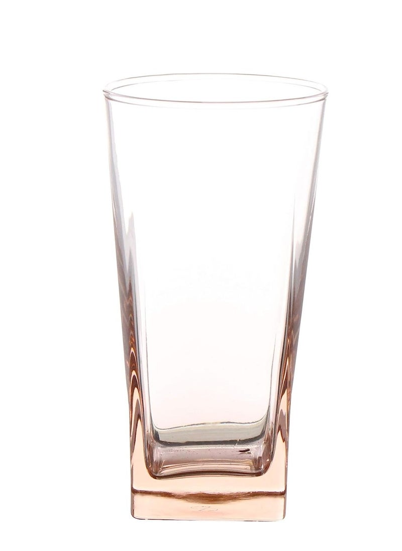 Pasabache - Pasabahce Large Juice and Water Colored Cups Set of 6 - Carre Long Drink- 305ml -Pink Color -Turkey Origin - Image 1