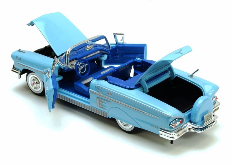 MOTORMAX 1958 Chevrolet Impala Convertible, Blue - Motormax Premium American 73267 - 1/24 Scale Diecast Model Car, unisex-children - Image 1