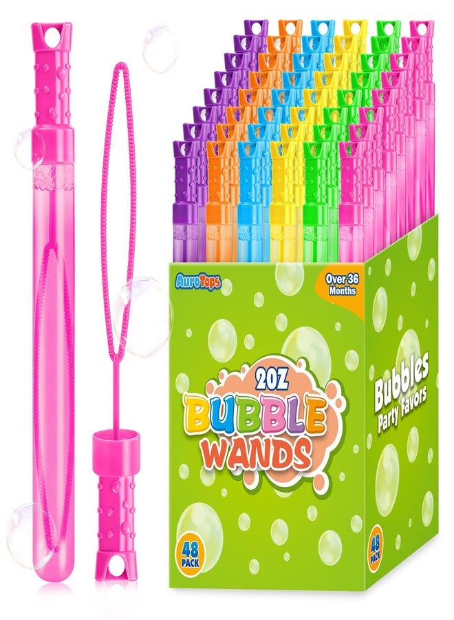 AuroTops 48 Pcs Bubble Wands Bulk,Bubbles Party Favors for Kids Giant Bubble Wand,Big Bubbles Birthday Gifts for Boys Girls,Ideal for Carnival,Wedding,Classroom Prizes,Goodies Bags Stuffers,6 Colors - Image 1