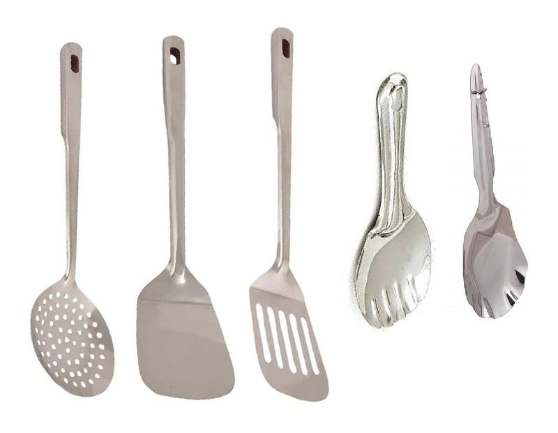 First Front Stainless Steel Cooking and Serving Rice Palta, Panja Rice Palta, Poni, Palta with Egg Palta, Kitchen Tools (Pack of 5) - Image 1