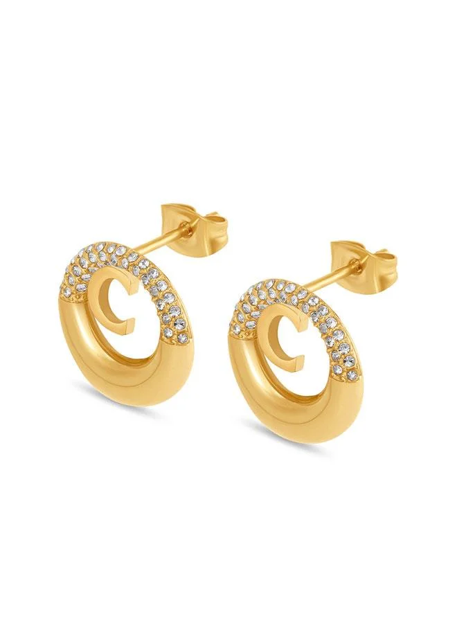 شيروتي 1881 أقراط نسائية من الفولاذ المقاوم للصدأ مطلية بالذهب فاليرا ١٠ مم