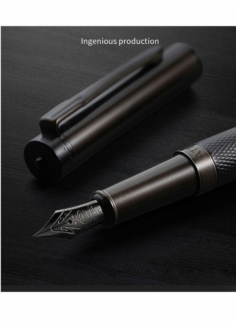 Y&D - Fountain Pen Black Forest Metal Beautiful Tree Texture Extra Fine Nib Writing Office Classic Design with Converter and Box Set Gift for your Family or anyone else - Image 1