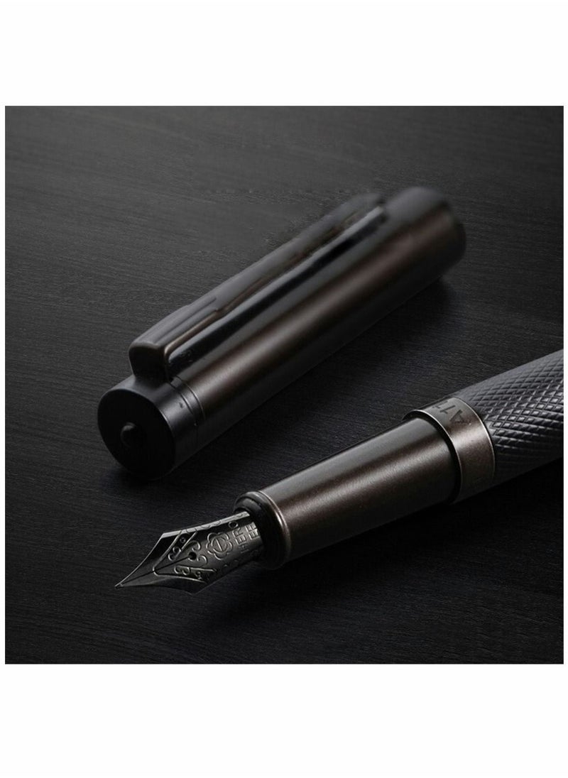 Y&D - Fountain Pen Black Forest Metal Beautiful Tree Texture Extra Fine Nib Writing Office Classic Design with Converter and Box Set Gift for your Family or anyone else - Image 1