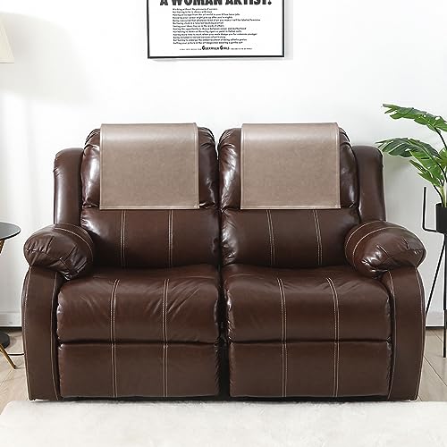 Hittun 2 Pieces Recliner Headrest Covers Protector Non Slip Waterproof Recliner Sofa Headrest Covers for Recliner Chair,Faux Leather Recliner Couch Headrest Protector for Sofa,Theater Seat (Taupe, 2) - Image 2
