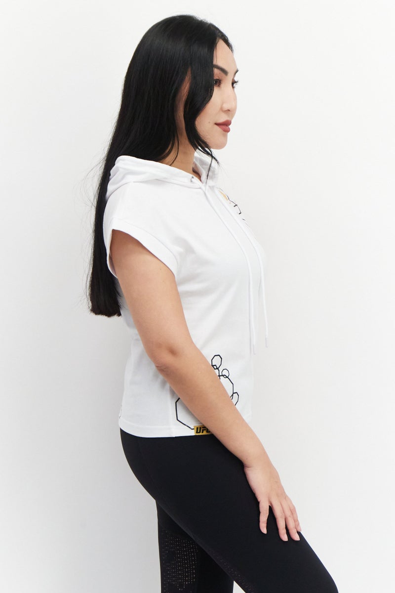 Ufc Women Sportswear Fit Brand Logo Training Hoodies, White - Image 3