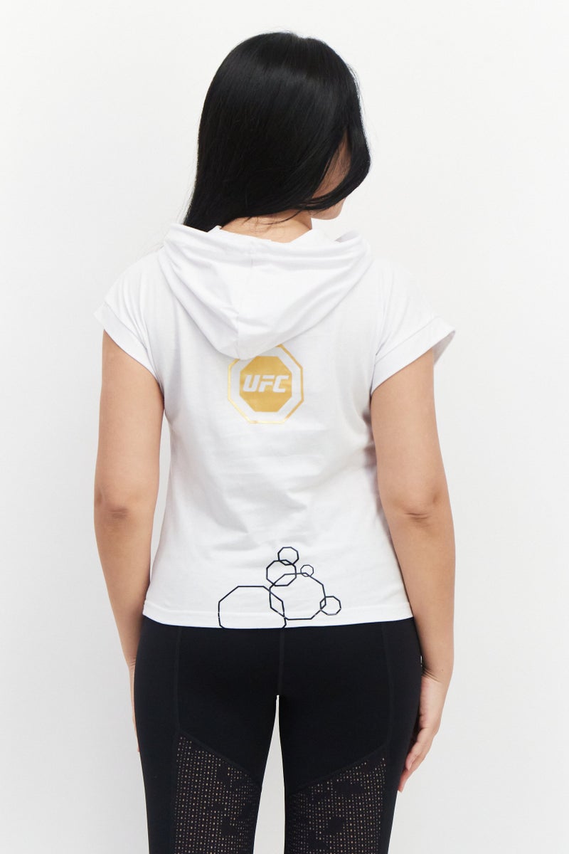 Ufc Women Sportswear Fit Brand Logo Training Hoodies, White - Image 4