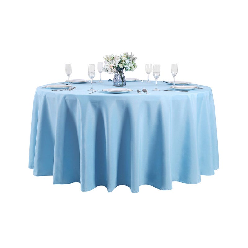 120 inch Round Tablecloth Washable Polyester Table Cloth Decorative Table Cover for Wedding Party Dining Banquet120 inchBlue Mist