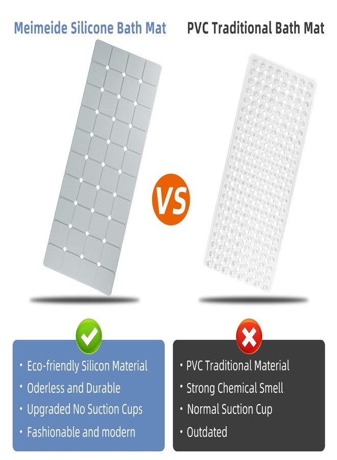 MeimeiDe Silicone Bath Mat Without Suction Cups - Heavy, Foldable & Odor-Free Anti-Slip Tub Mat for Textured or Refinished Bathtubs, Quick Drain, Eco-Friendly Bathroom Mat, 16"x40" Grey - Image 4