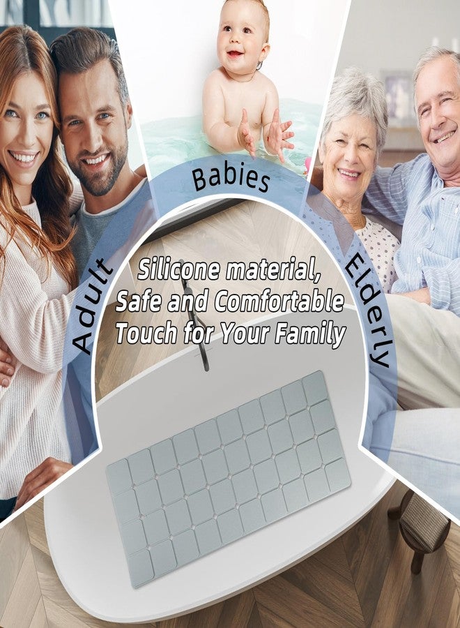 MeimeiDe Silicone Bath Mat Without Suction Cups - Heavy, Foldable & Odor-Free Anti-Slip Tub Mat for Textured or Refinished Bathtubs, Quick Drain, Eco-Friendly Bathroom Mat, 16"x40" Grey - Image 2