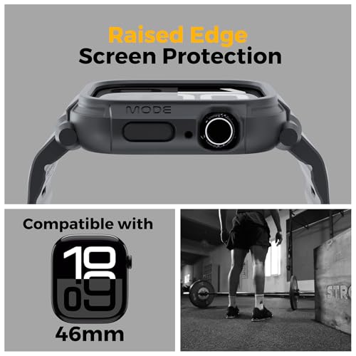 elkson Bands Case for Apple Watch Series 11 10 46mm for Men, Rugged Heavy Duty Bumper Tactical Strap Quattro Pro 2.0 Series for iWatch, Military Grade Durable Protective Cover, Shockproof, Tan - Image 3