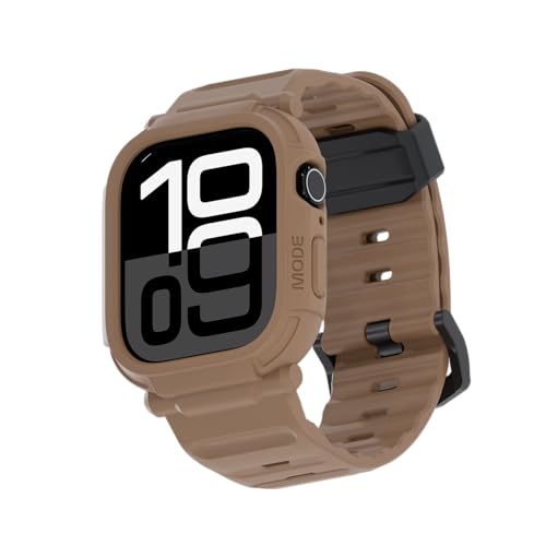 elkson Bands Case for Apple Watch Series 11 10 46mm for Men, Rugged Heavy Duty Bumper Tactical Strap Quattro Pro 2.0 Series for iWatch, Military Grade Durable Protective Cover, Shockproof, Tan - Image 1