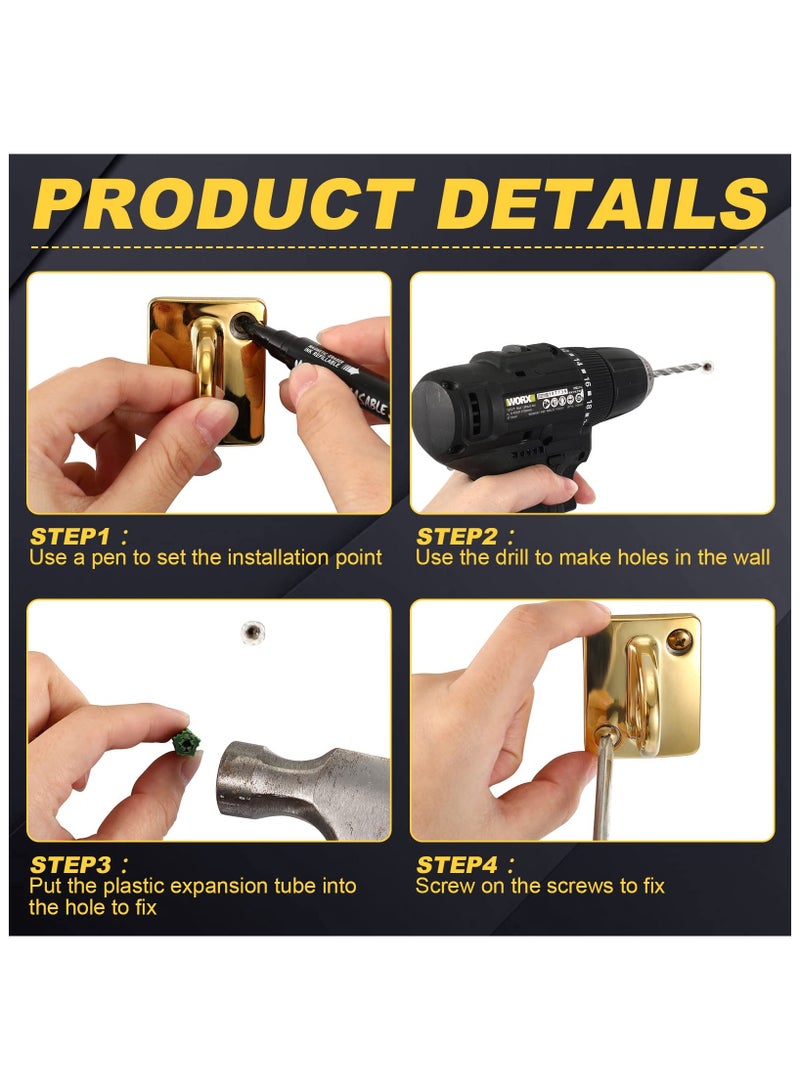 SYOSI 2 Pcs Gold Large Loop Wall Plate Metal Post, Queue Line Barrier Hanging Circle Hook, Rope Safety Barriers for Movie Theaters Grand Openings Auto Shows Hotels Velvet Stanchion VIP Rope Crowd Control  - Image 4