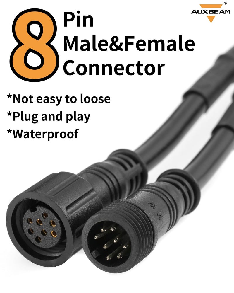 Auxbeam 3.94ft 8 Pin Wiring Harness Extension for Auxbeam 6 Gang Switch Panel BC60, GC60 Switch Controller Extension Line Controller Box, ATV, UTV, Truck, Trailer, Bus, Car, RV, Boat, Motorhome - Image 2