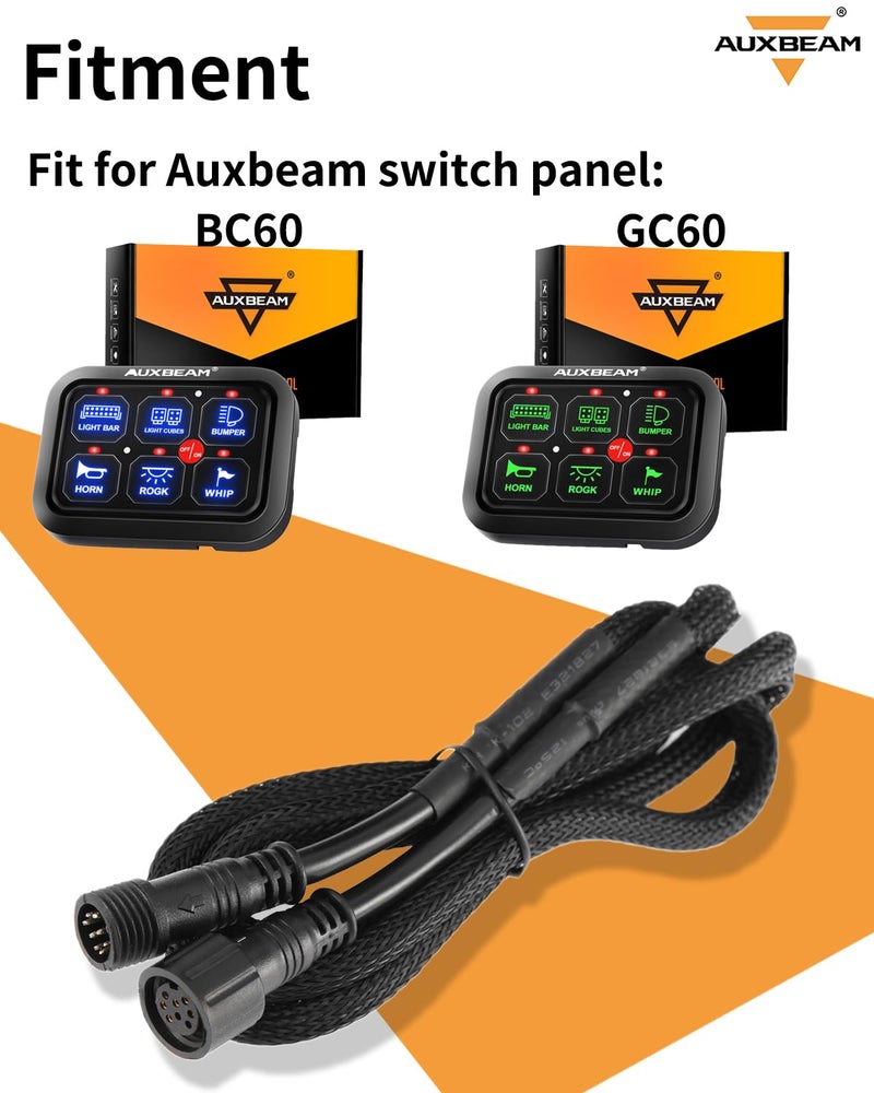 Auxbeam 3.94ft 8 Pin Wiring Harness Extension for Auxbeam 6 Gang Switch Panel BC60, GC60 Switch Controller Extension Line Controller Box, ATV, UTV, Truck, Trailer, Bus, Car, RV, Boat, Motorhome - Image 4