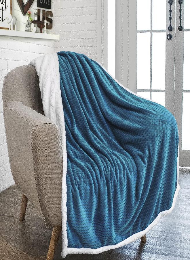 PAVILIA PAVILIA Sherpa Blanket Throw for Couch Sofa | Turquoise Teal Blue Super Soft, Plush Chevron Throw Fleece Blanket | Zig Zag Fuzzy Fluffy Decorative Blanket Microfiber, 50x60 - Image 1