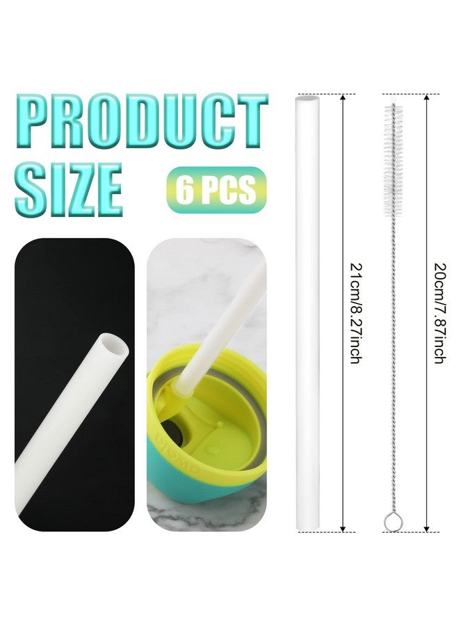 SAVITA 6PCS Replacement Straws for Owala Water Bottle 24 oz 32 oz, Reusable Plastic Straws with Cleaning Brush for Cup 24oz 32oz Travel Tumbler Accessories Parts for Sports Bottle(White) - Image 2