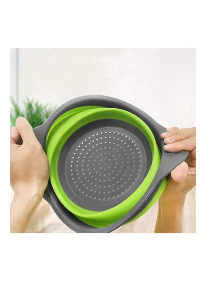 Loquat 2-Piece Round Foldable Vegetable Strainer Basket Green/Grey 29x24x9.5cm  - Image 5