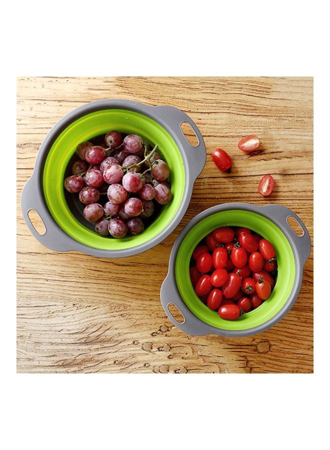 Loquat 2-Piece Round Foldable Vegetable Strainer Basket Green/Grey 29x24x9.5cm  - Image 2