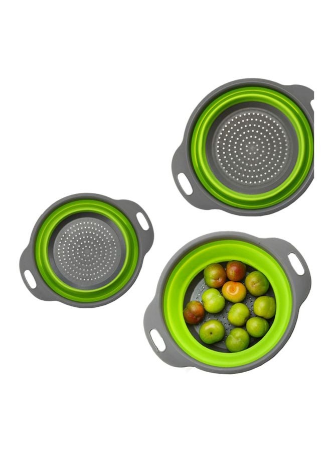 Loquat 2-Piece Round Foldable Vegetable Strainer Basket Green/Grey 29x24x9.5cm  - Image 4
