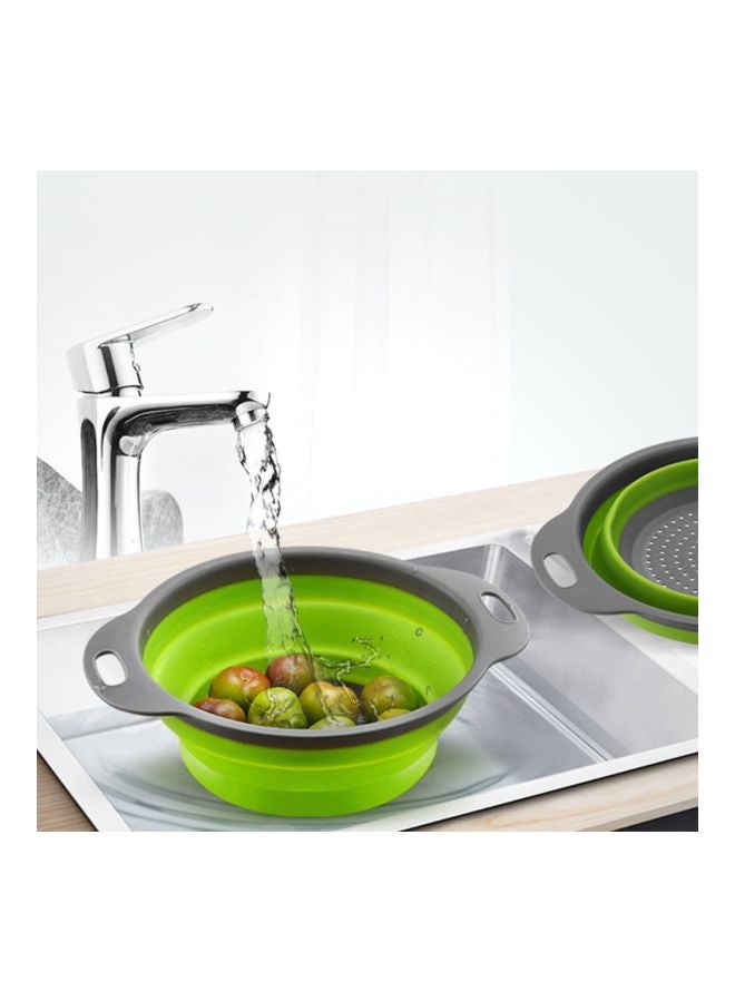 Loquat 2-Piece Round Foldable Vegetable Strainer Basket Green/Grey 29x24x9.5cm  - Image 3