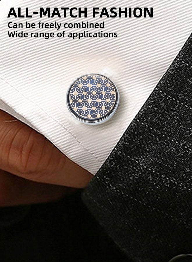 High-Grade Silver Electroplated Round Cufflinks - Men'S French Shirt Cufflinks - New Pure Natural Floral Resin Enamel Men'S French Shirt Accessories (18mm 1 Pair) - Image 4