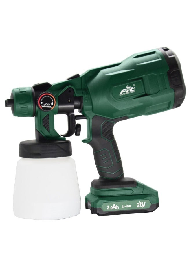FIT 20V Cordless Paint Spray Gun + 2x 2Ah Batteries + Fast Charger