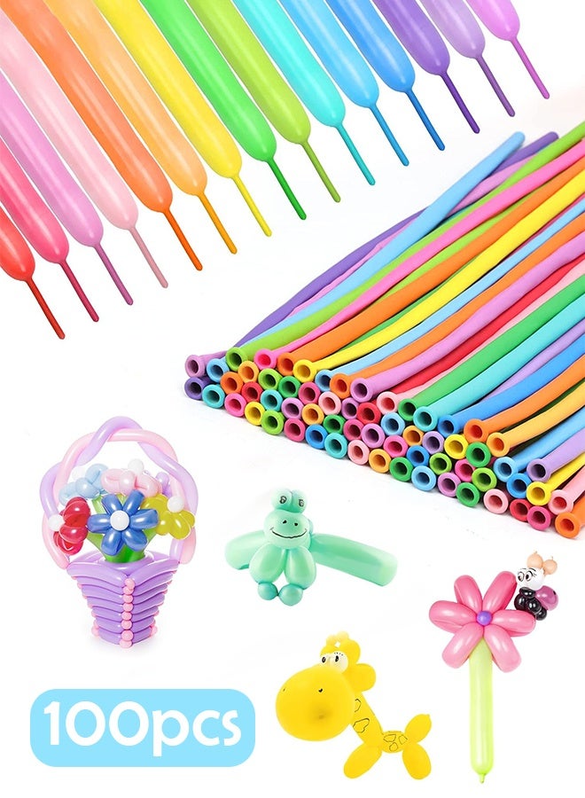 GIFT 100Pcs Balloons Pastel Long Balloons for Balloon Garland Thickening Skinny Latex Twisting Animals Modeling Christmas Birthday Wedding Party Decorations - Image 1