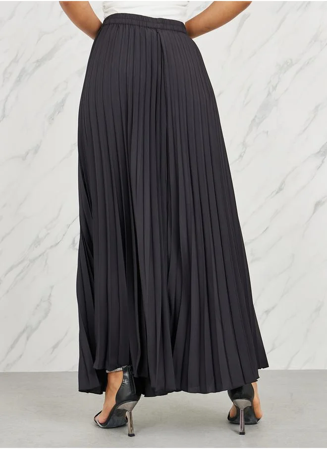 ستايلي Satin Pleated A-Line Maxi Skirt