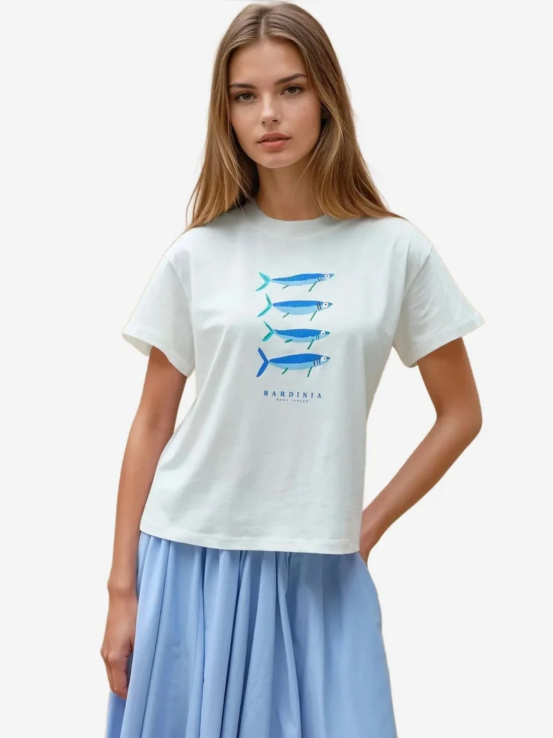 HICCUP Printed Regular Fit Crew Neck 100% Cotton T-shirt